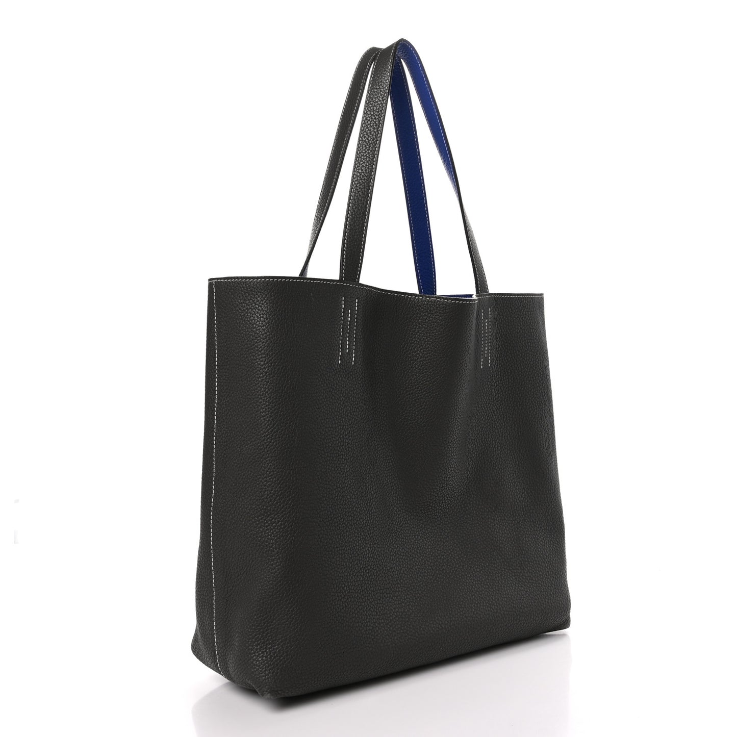 Taurillon Clemence Double Sens 36 Reversible Tote Graphite Bleu Electrique