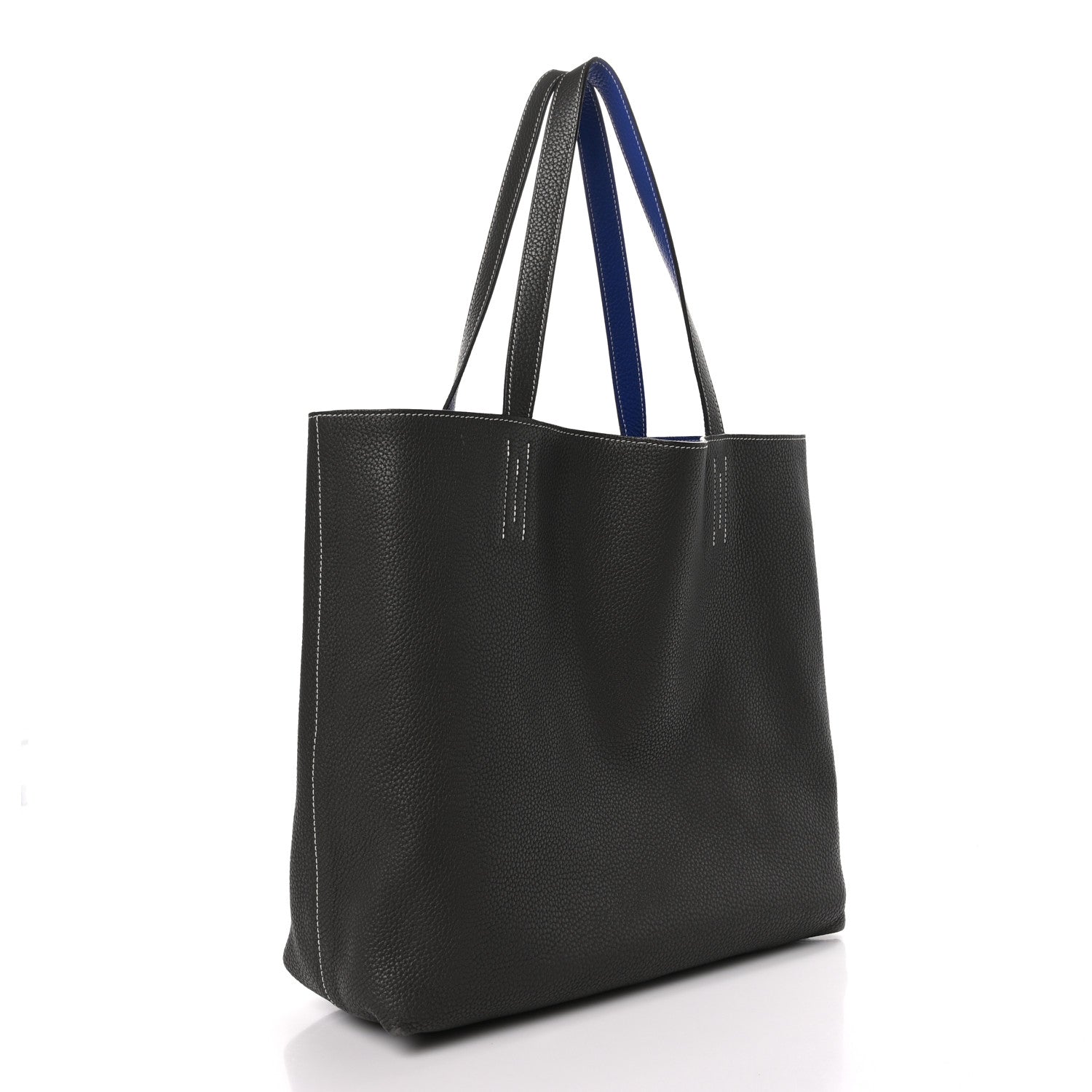Hermes Taurillon Clemence Double Sens 36 Reversible Tote Graphite Bleu Electrique 3 of 12