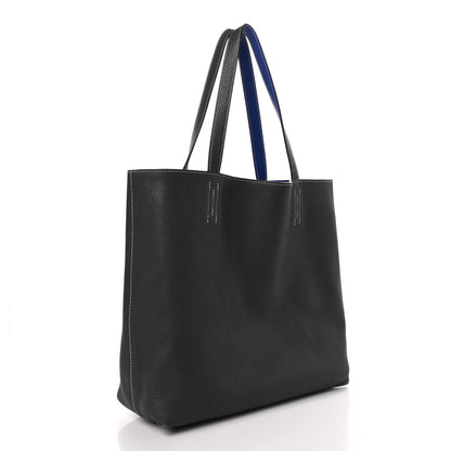 Hermes Taurillon Clemence Double Sens 36 Reversible Tote Graphite Bleu Electrique 3 of 12