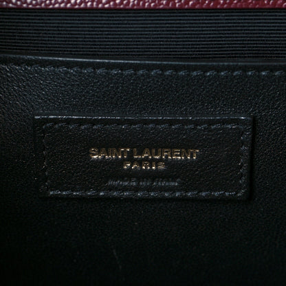 Saint Laurent Grain De Poudre Textured Mixed Matelasse Medium Triquilt Monogram Satchel Rouge Legion 5 of 8