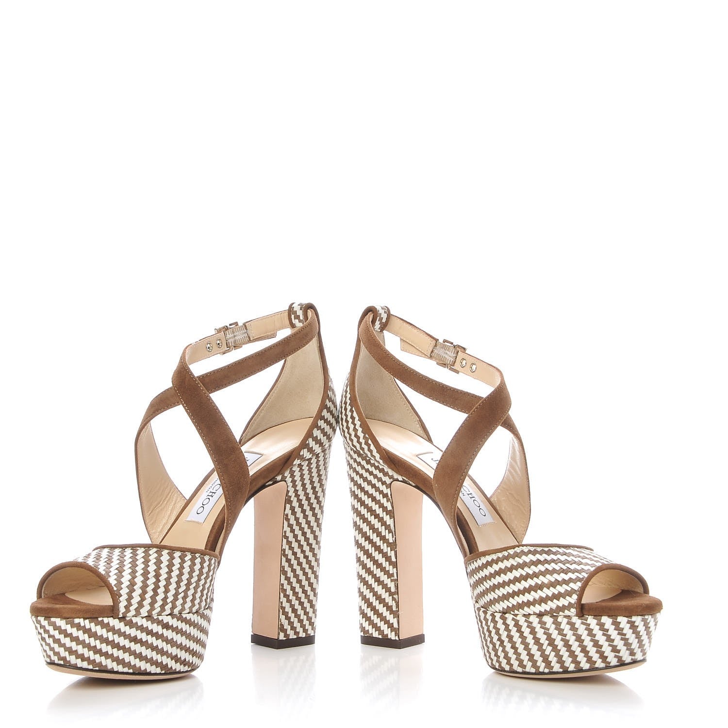 Jimmy Choo Woven Raffia April 120 Sandals 37 Cacao 5 of 10