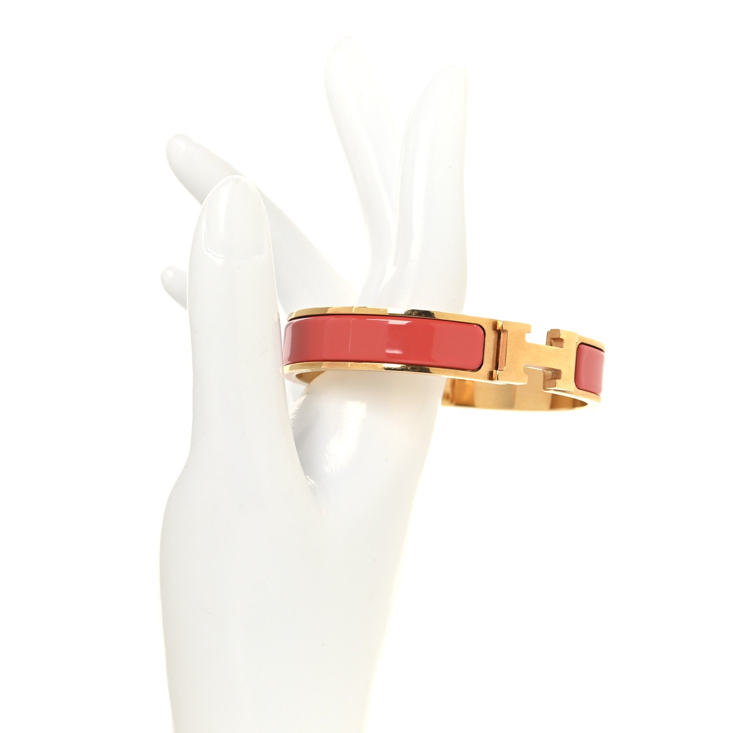 Hermes Enamel Narrow Clic Clac H Bracelet GM Rose Patch 2 of 4