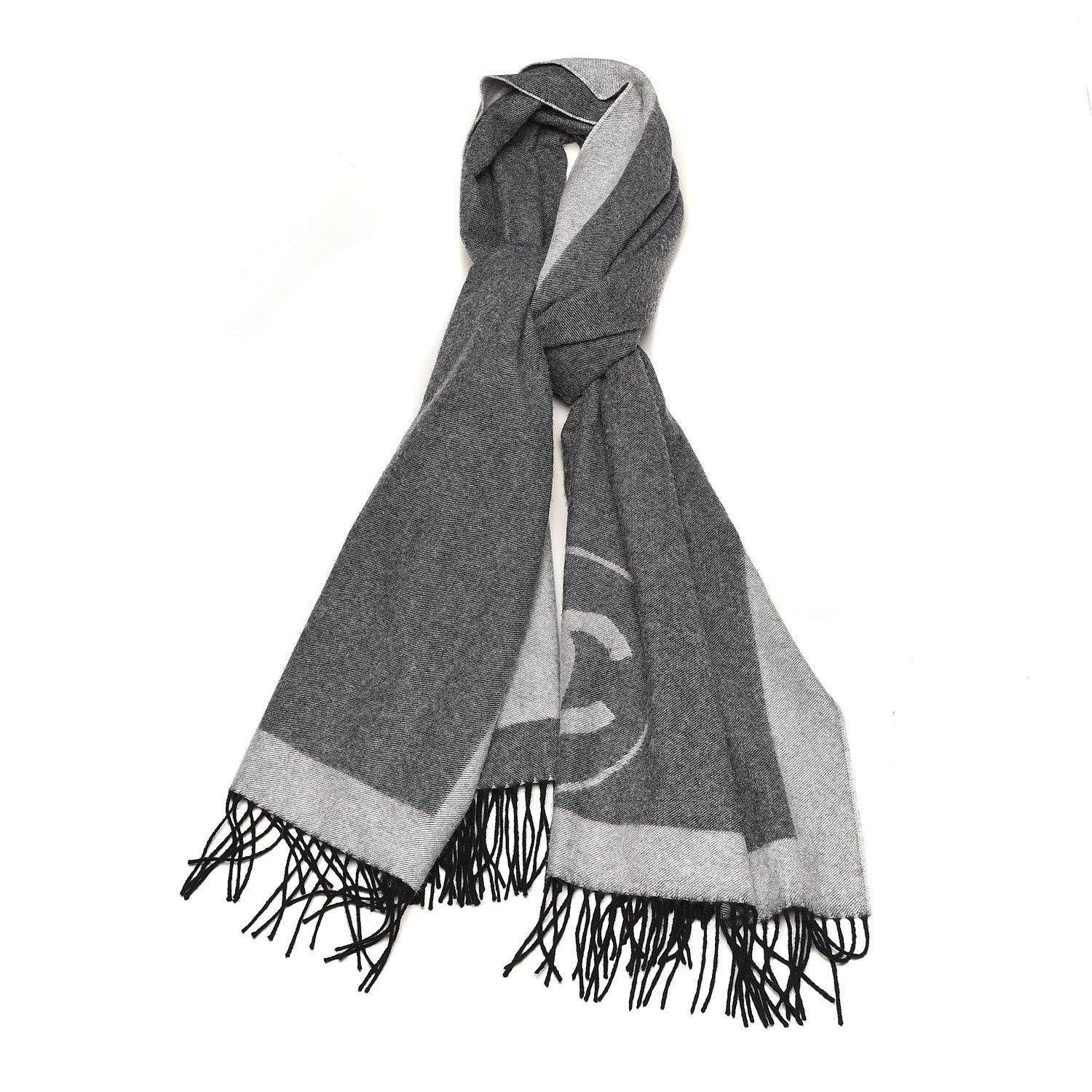 Chanel Cashmere CC Fringe Scarf Grey 1 of 4