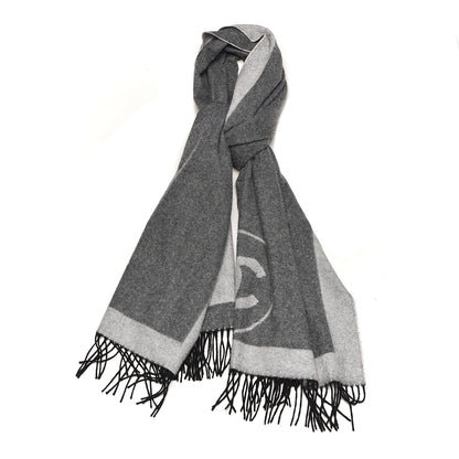 Chanel Cashmere CC Fringe Scarf Grey 1 of 4