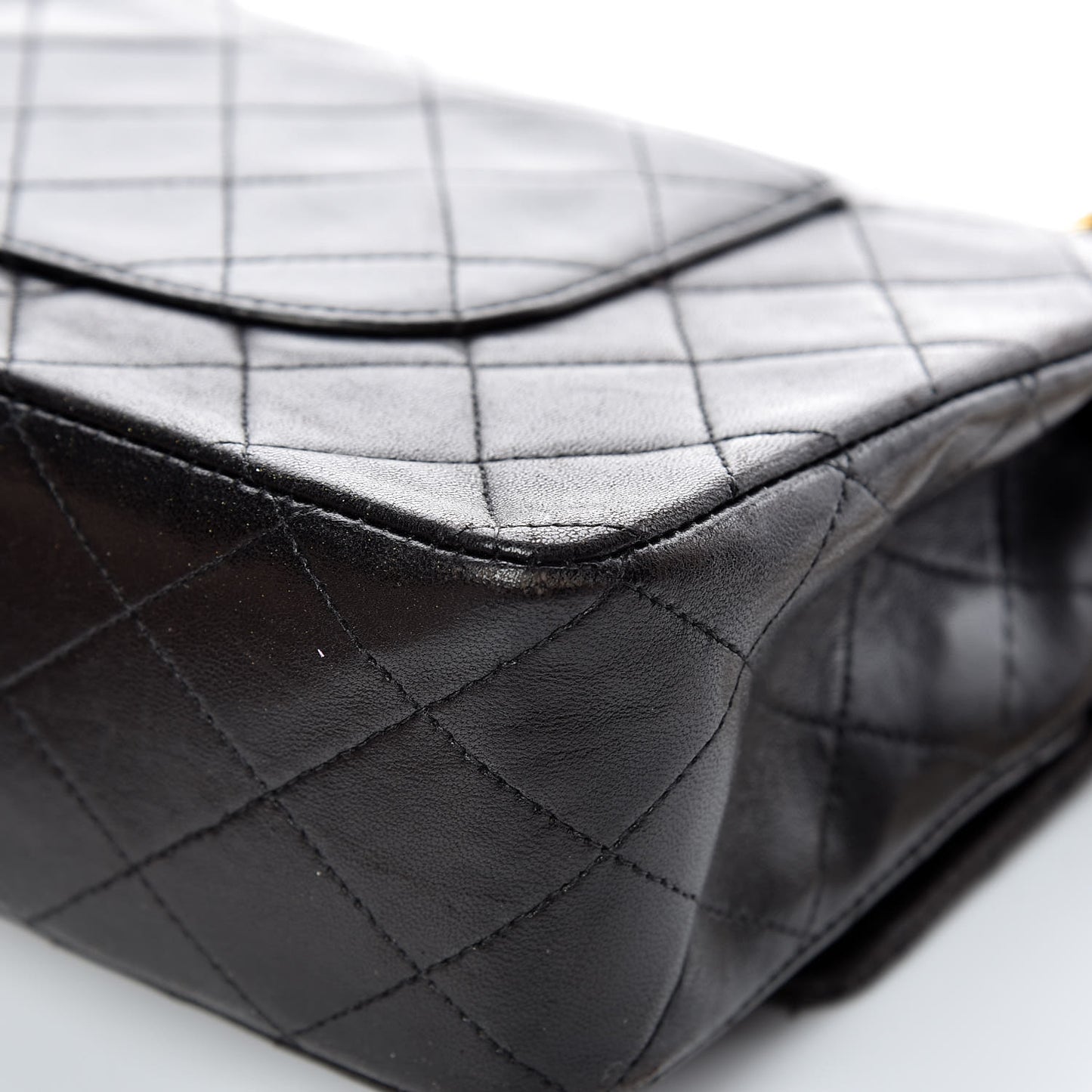 Lambskin Quilted Medium Double Flap Black