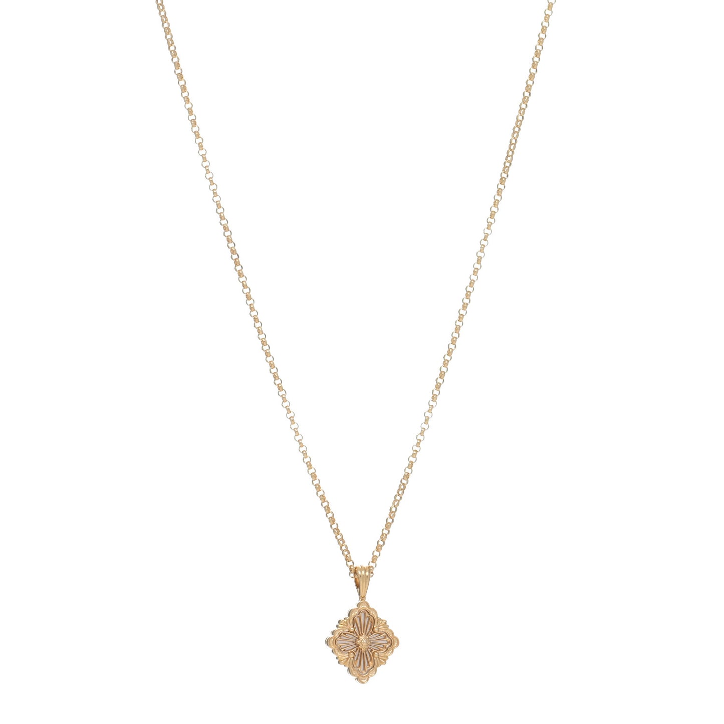 18K Yellow Gold Mother of Pearl Small Opera Tulle Pendant Necklace