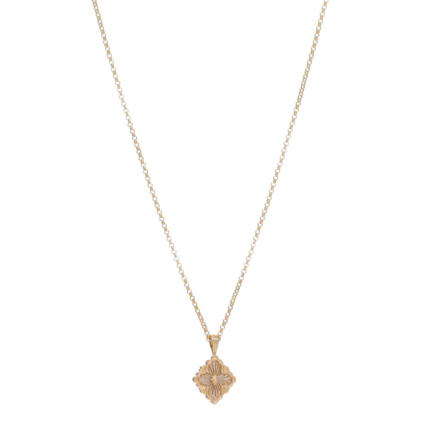 Buccellati 18K Yellow Gold Mother of Pearl Small Opera Tulle Pendant Necklace 1 of 5