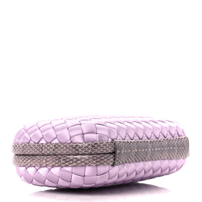 Bottega Veneta Satin Intreccio Impero Ayers Knot Clutch Lilac 4 of 9
