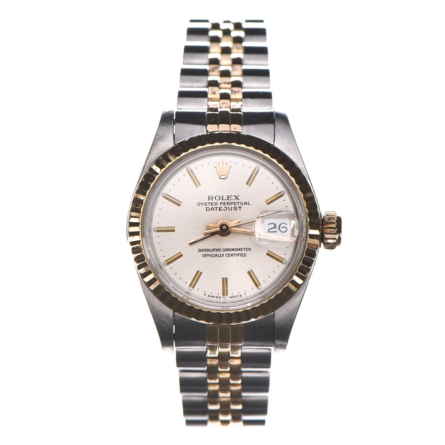 Rolex Stainless Steel 18K Yellow Gold 26mm Oyster Perpetual Datejust Watch Silver 69173 1 of 8