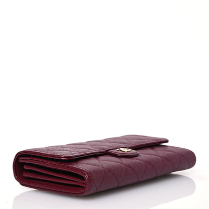 Chanel Caviar Quilted Large Gusset Flap Wallet Burgundy 4 of 17