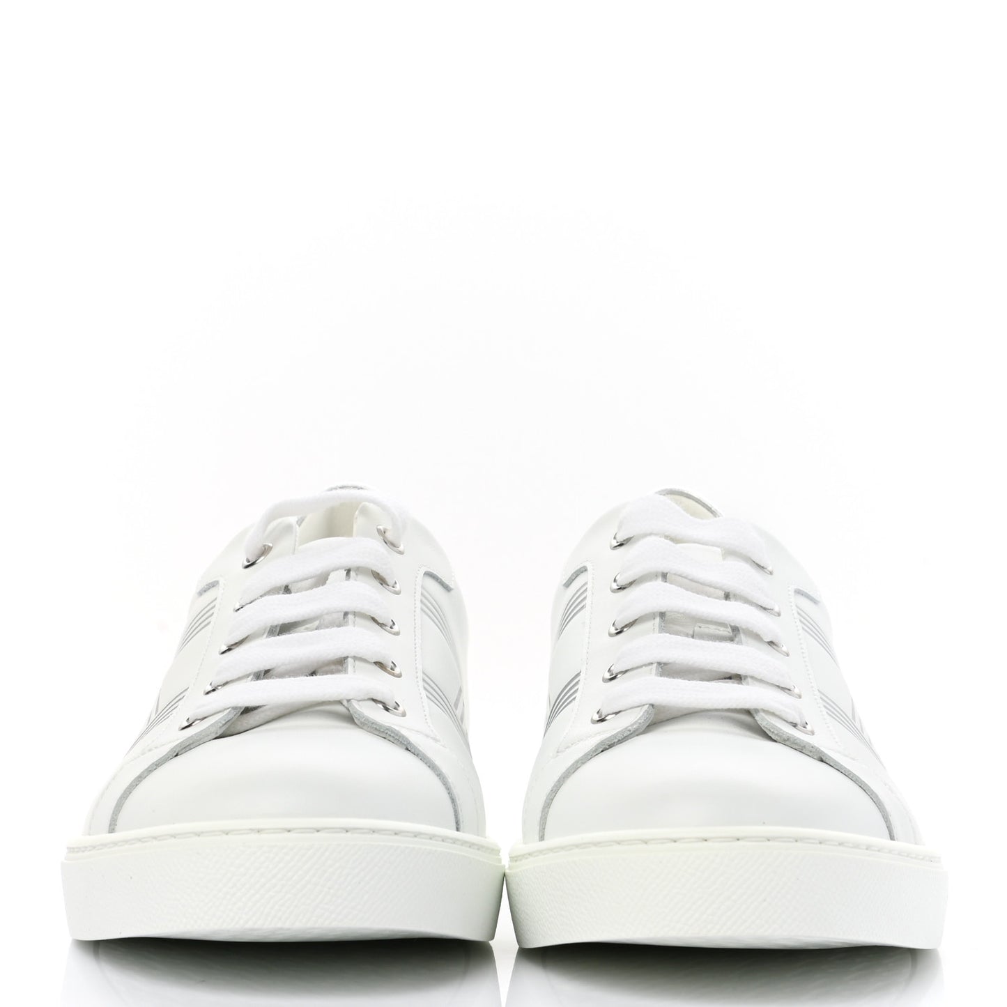 Calfskin Womens Advantage Sneakers 41 White Gris Argente