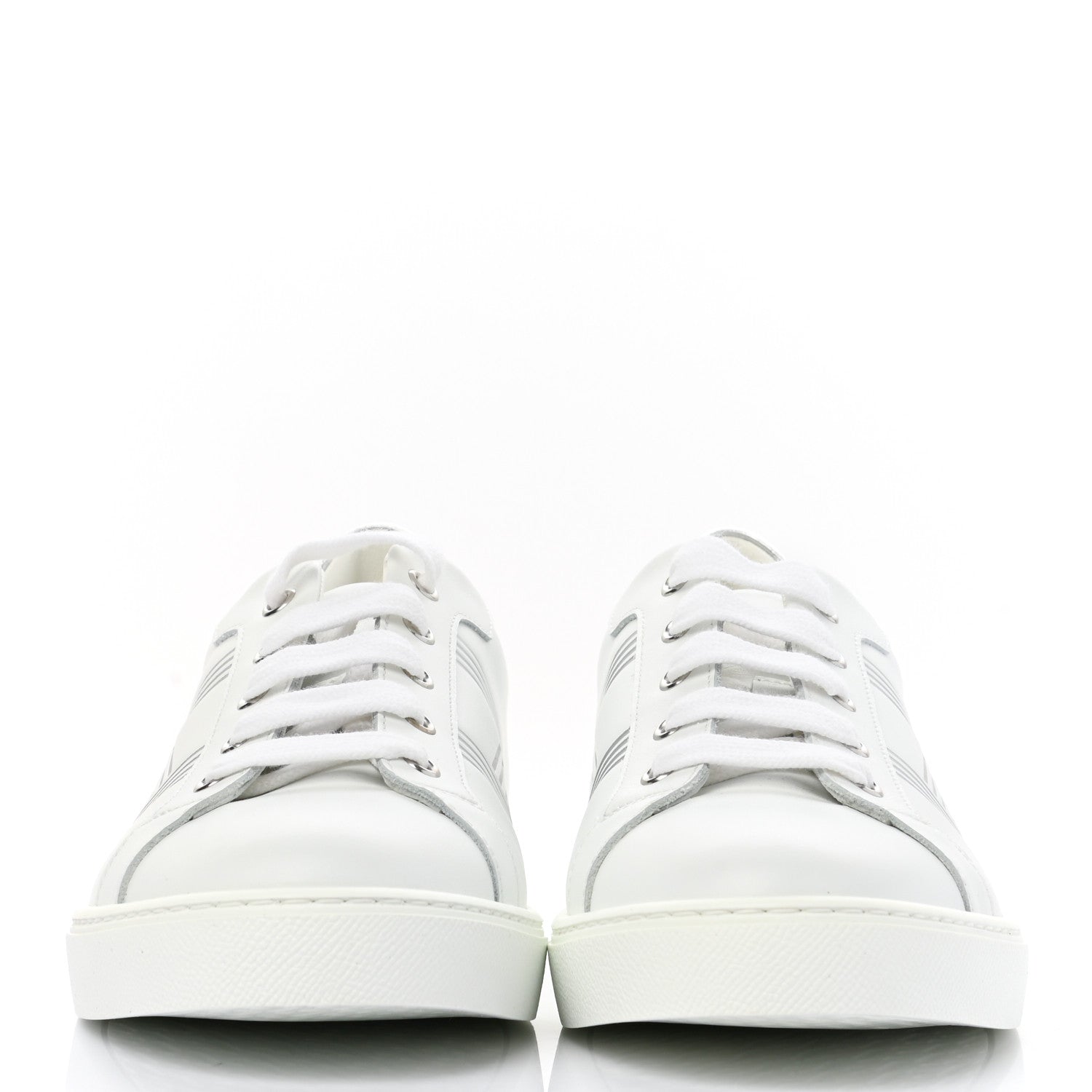 Hermes Calfskin Womens Advantage Sneakers 41 White Gris Argente 2 of 8
