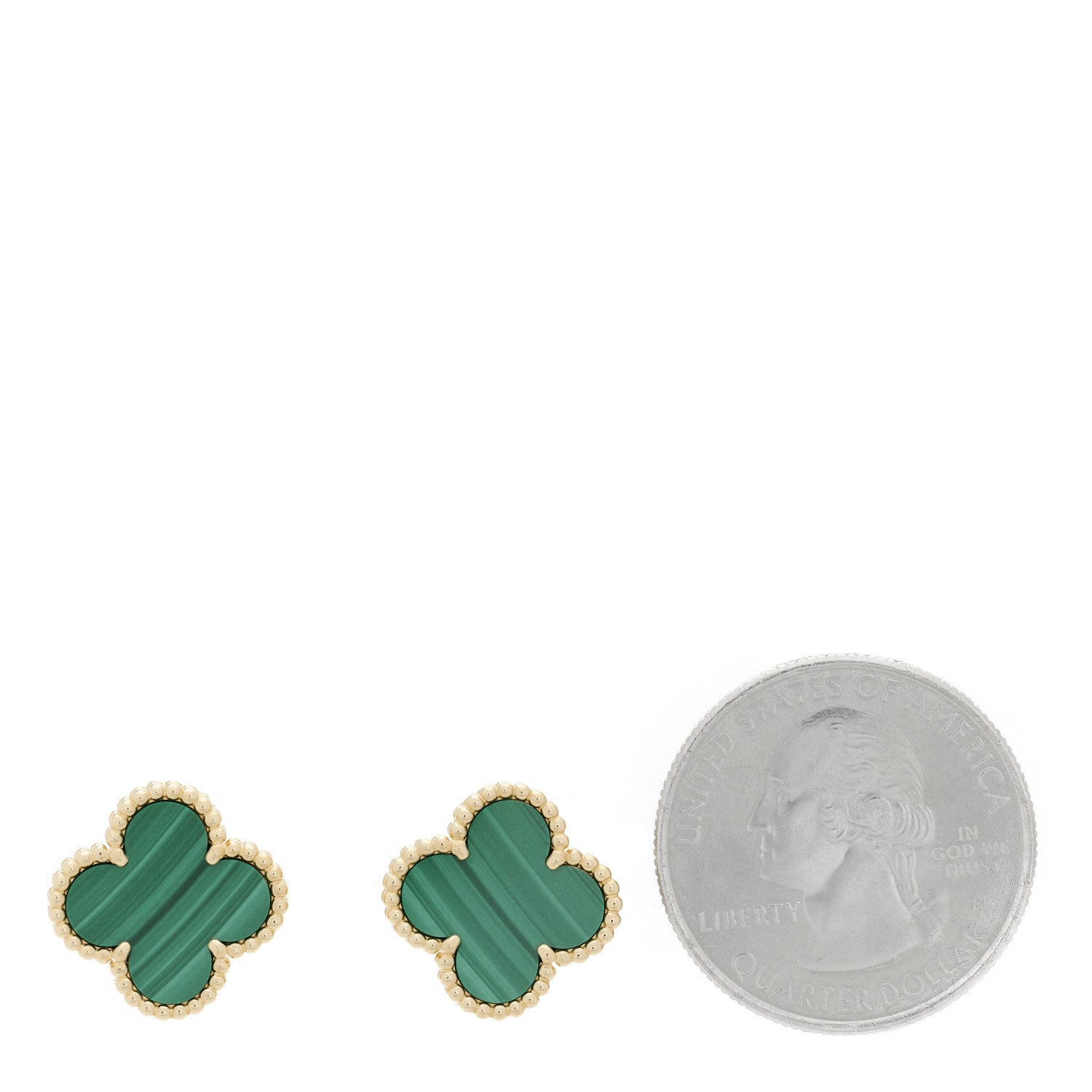 Van Cleef & Arpels 18K Yellow Gold Malachite Vintage Alhambra Earrings 3 of 10