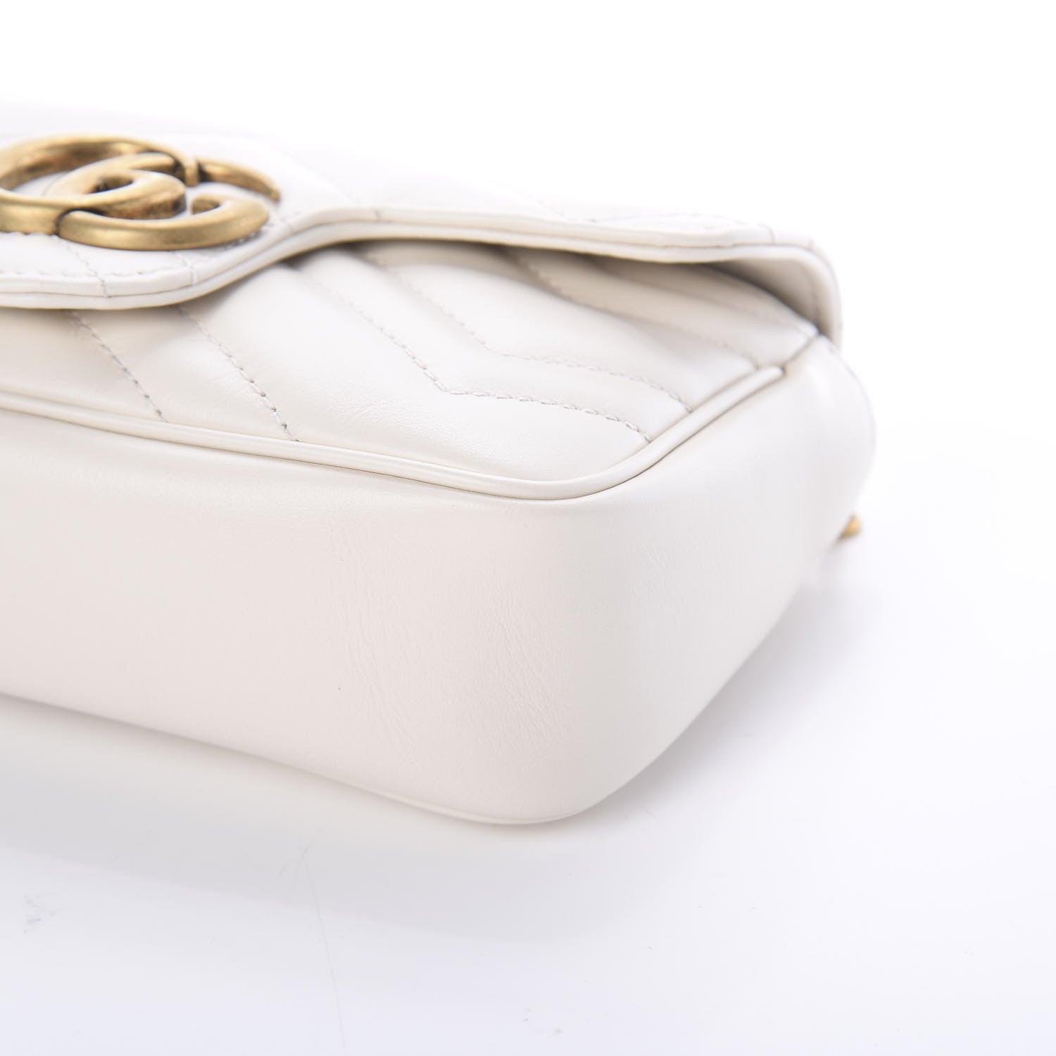 Gucci Calfskin Matelasse Super Mini GG Marmont Shoulder Bag White 7 of 7