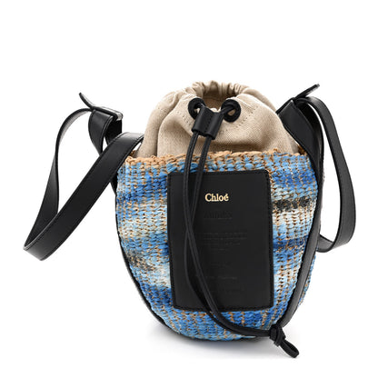 Chloe Paper Calfskin Woven Tie Dye Small Basket Bag Multicolor Blue 1 of 13