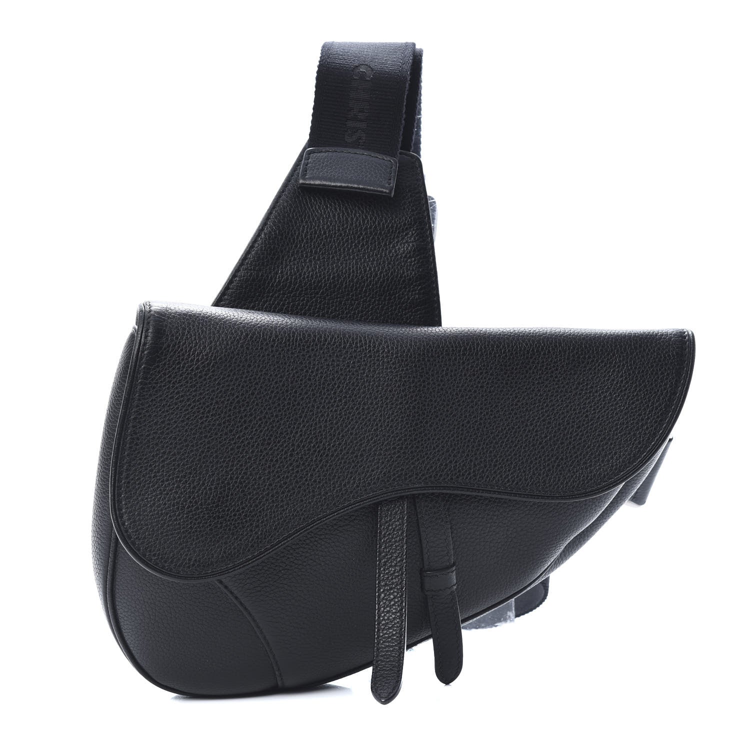 Christian Dior Grained Calfskin Kim Jones Saddle Bag Black 2 of 12