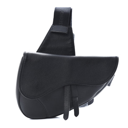Christian Dior Grained Calfskin Kim Jones Saddle Bag Black 2 of 12