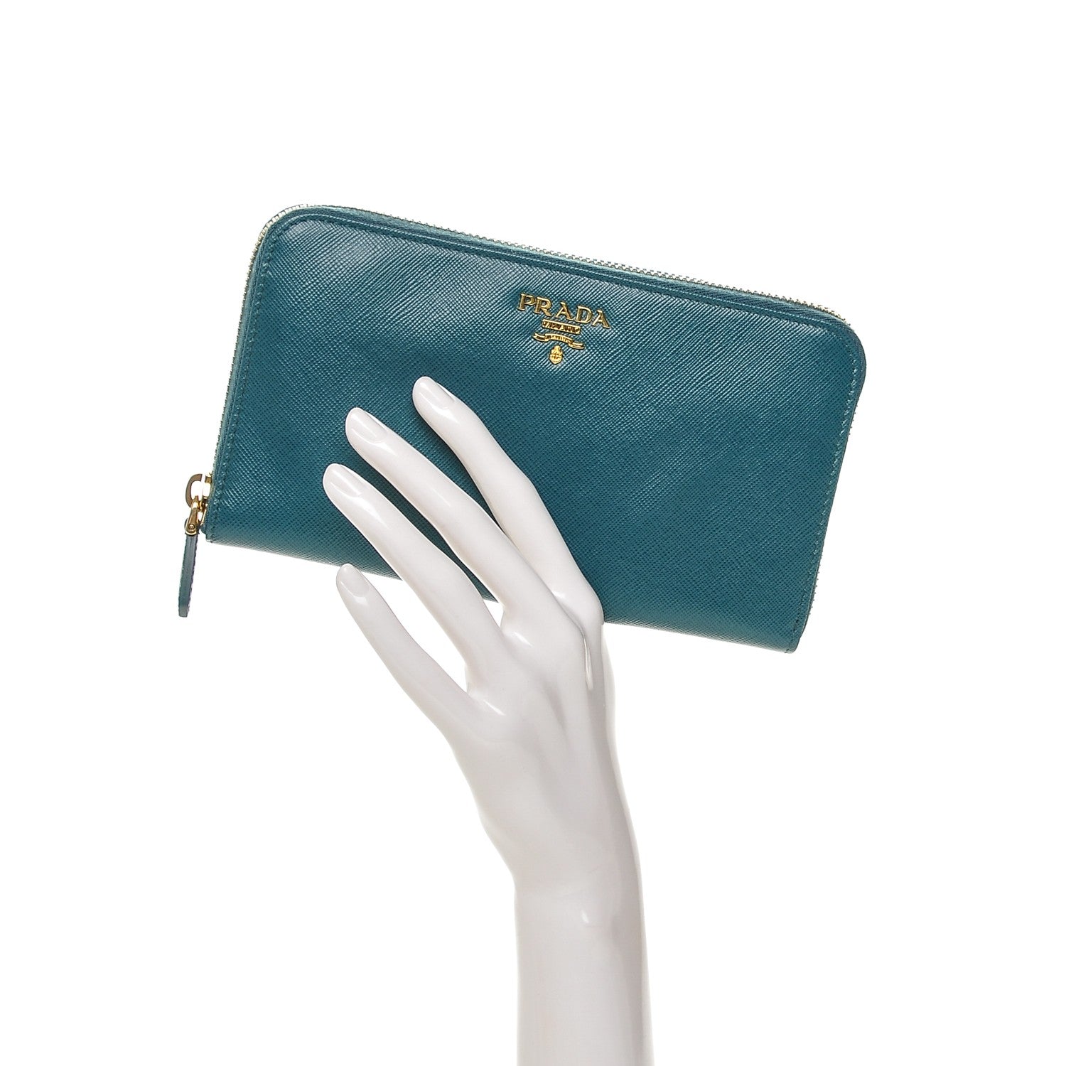 Prada Saffiano Metal Zip Around Wallet Ottanio 2 of 6