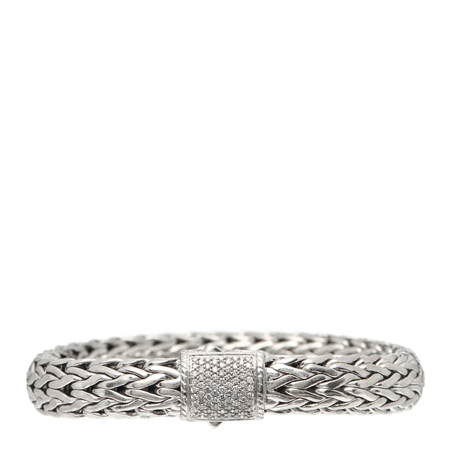 John Hardy Sterling Silver Diamond 11mm Classic Chain Bracelet 1 of 5