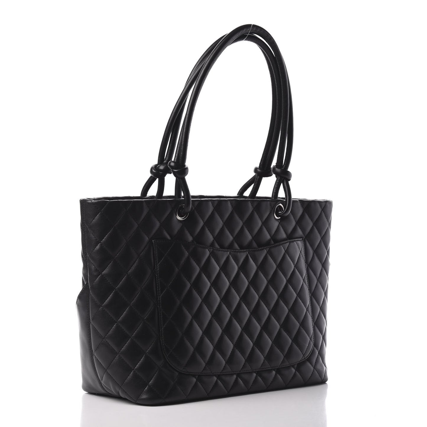 Calfskin Quilted Large Cambon Tote Black