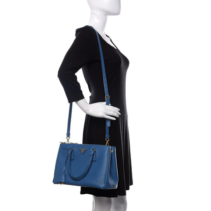 Prada Saffiano Small Galleria Double Zip Tote Cobalto 2 of 12