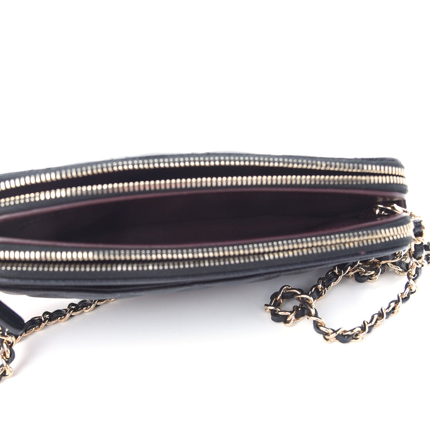 Caviar Quilted Small Clutch With Chain Black