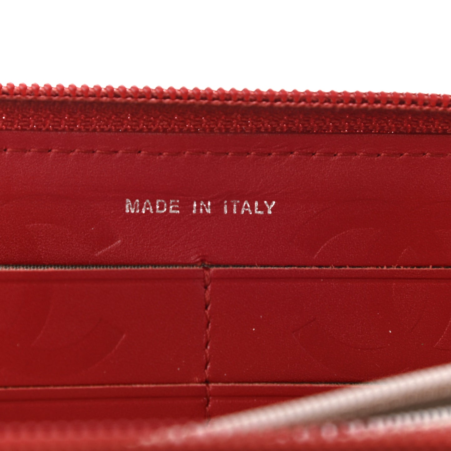 Calfskin Quilted Cambon Zip Around Organizer Wallet Red