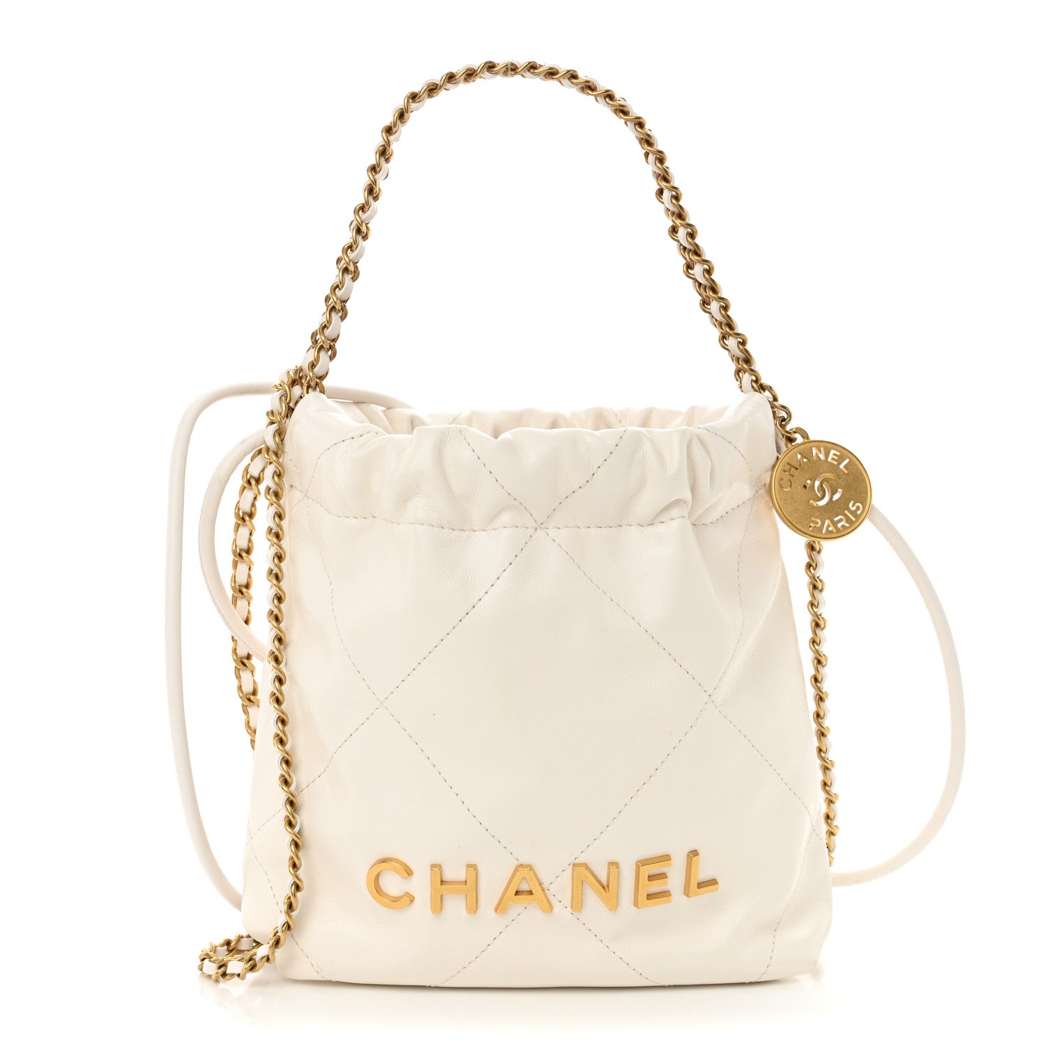 Chanel Shiny Calfskin Quilted Mini Chanel 22 White 1 of 10