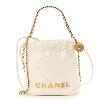 Chanel Shiny Calfskin Quilted Mini Chanel 22 White 1 of 10