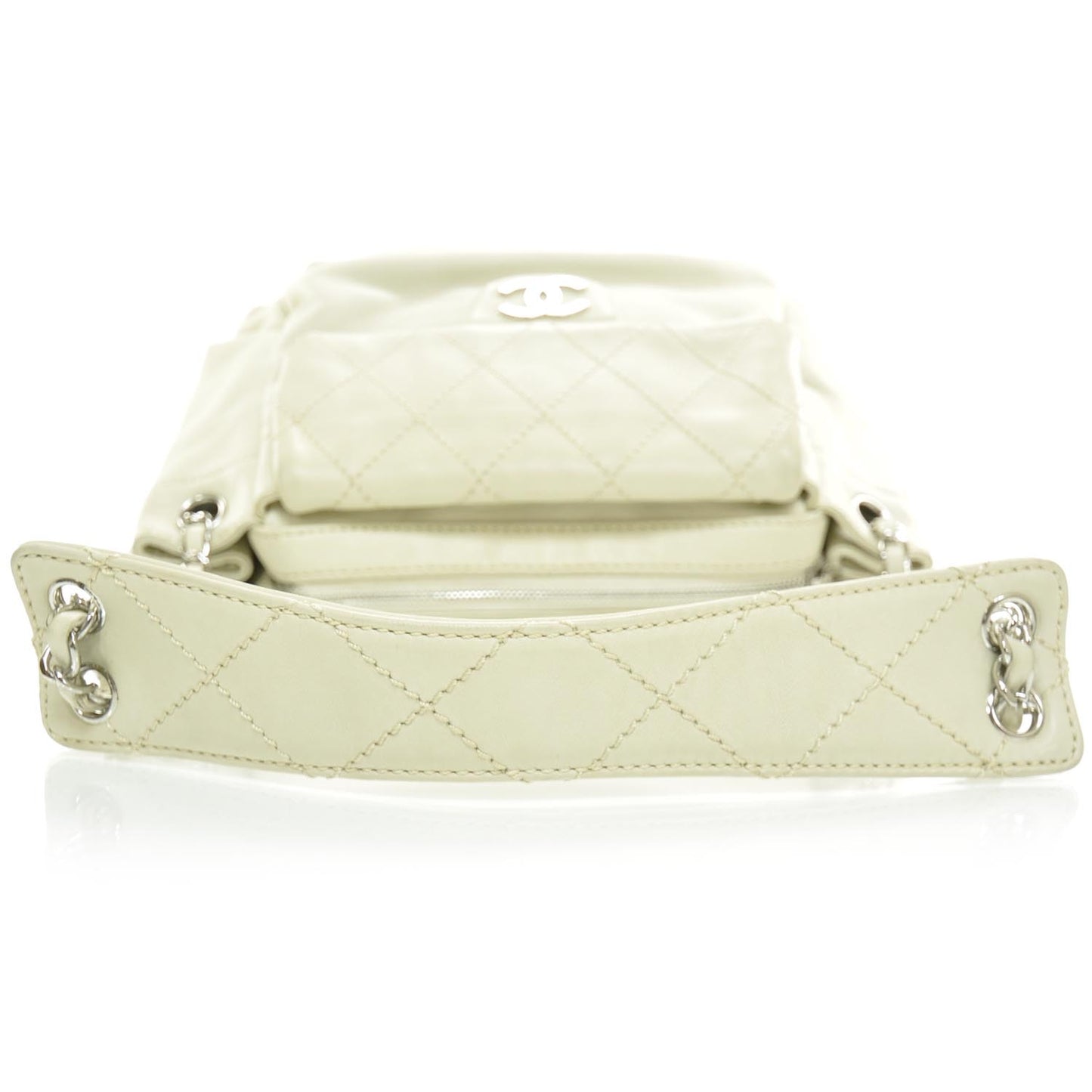 Lambskin Quilted Shoulder Flap Bag Ivory