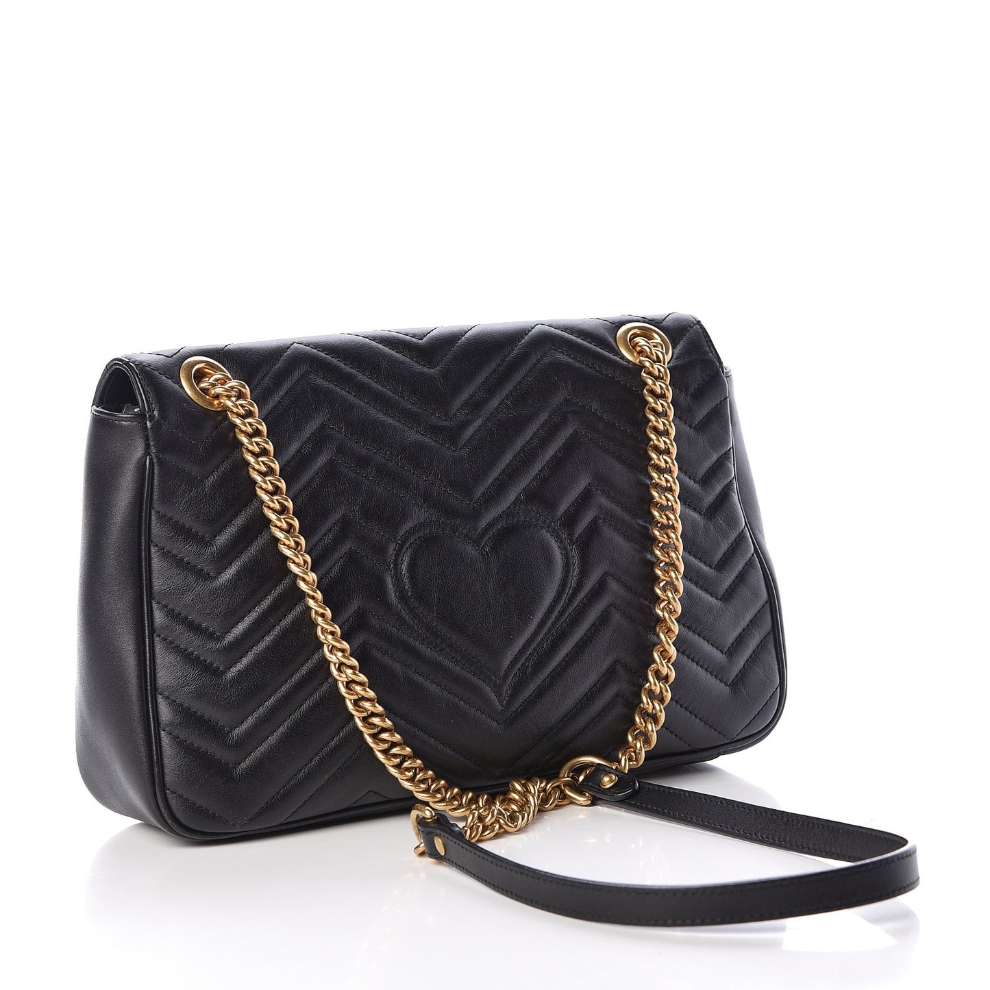 Calfskin Matelasse Medium GG Marmont Shoulder Bag Black