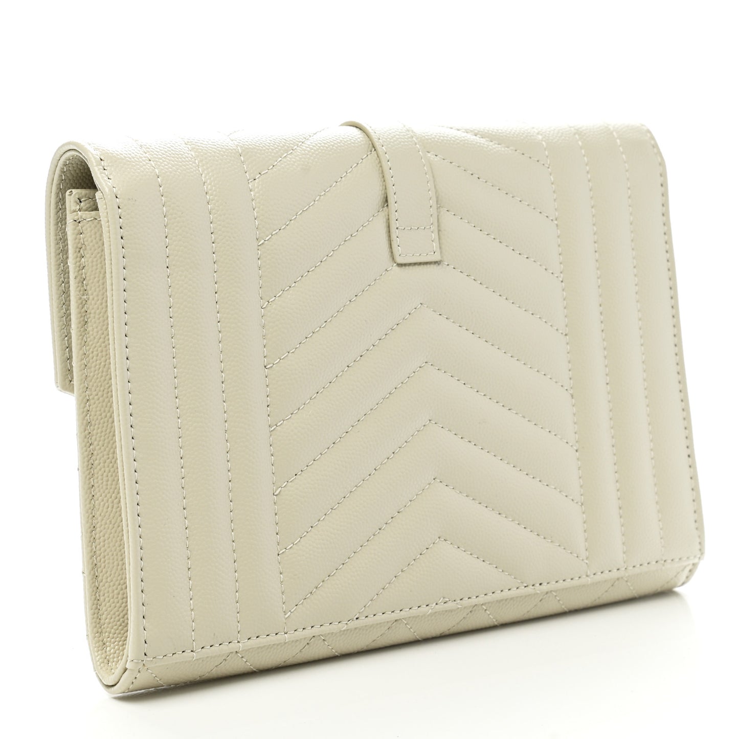 Grain De Poudre Textured Mixed Matelasse Triquilt Monogram Clutch Blanc Vintage