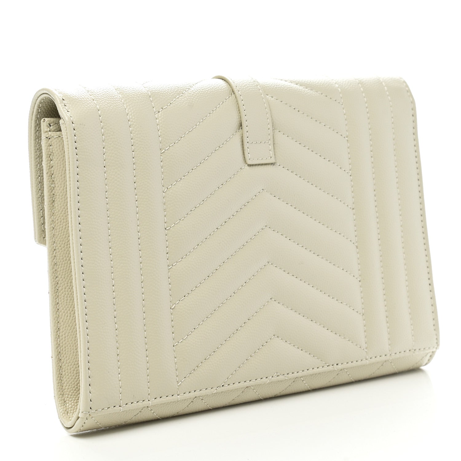 Saint Laurent Grain De Poudre Textured Mixed Matelasse Triquilt Monogram Clutch Blanc Vintage 3 of 8