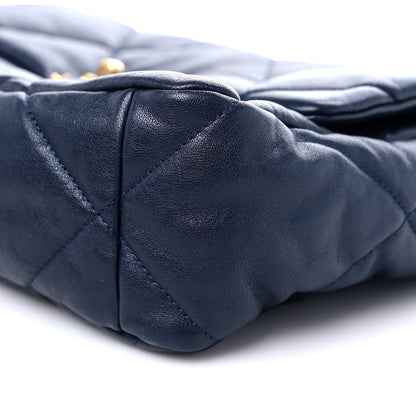 Chanel Lambskin Quilted Large Chanel 19 Flap Navy Blue 9 of 11
