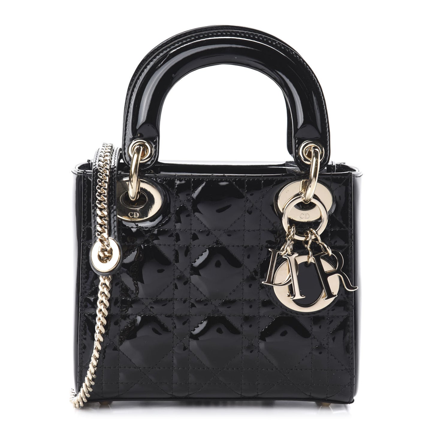 Patent Cannage Mini Lady Dior Black