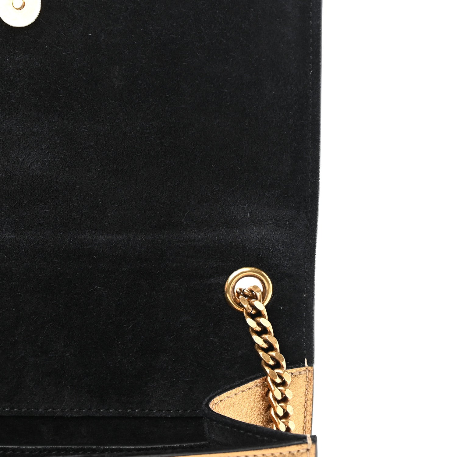 Saint Laurent Metallic Calfskin Small Classic Monogram Kate Tassel Satchel Gold 12 of 18
