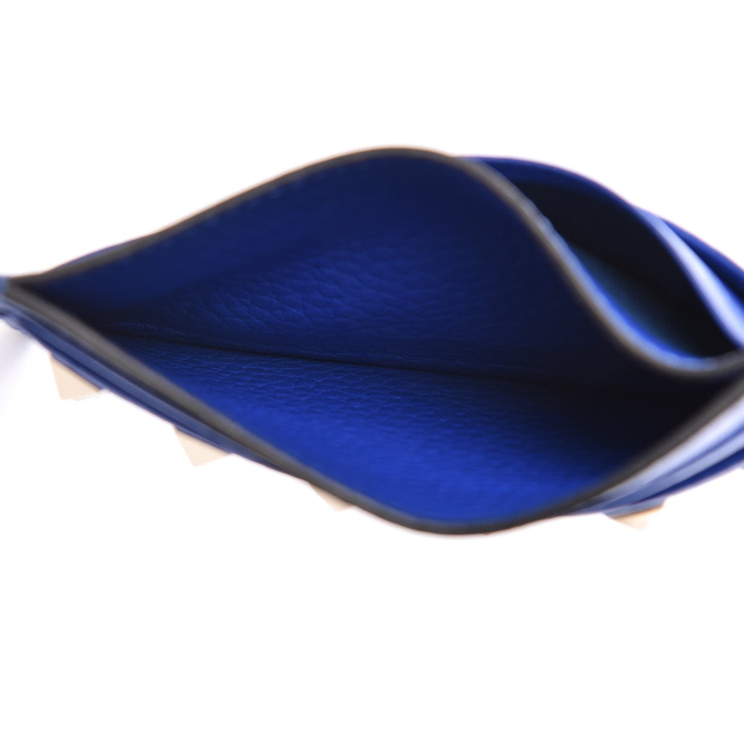 Pebbled Calfskin Rockstud Card Holder Acid Blue