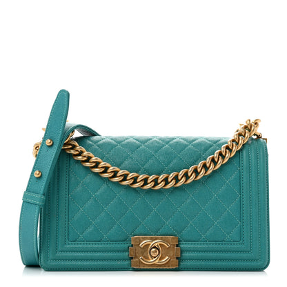 Chanel Caviar Quilted Medium Boy Flap Turquoise 1 of 9