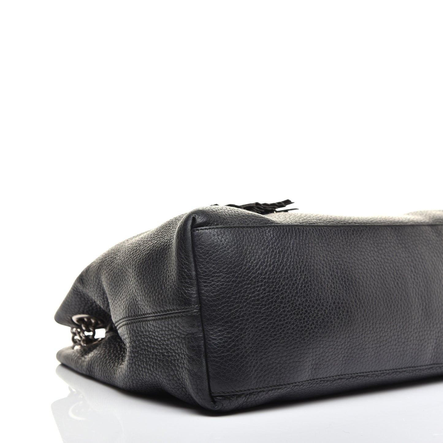 Pebbled Calfskin Studded Medium Soho Chain Shoulder Bag Black
