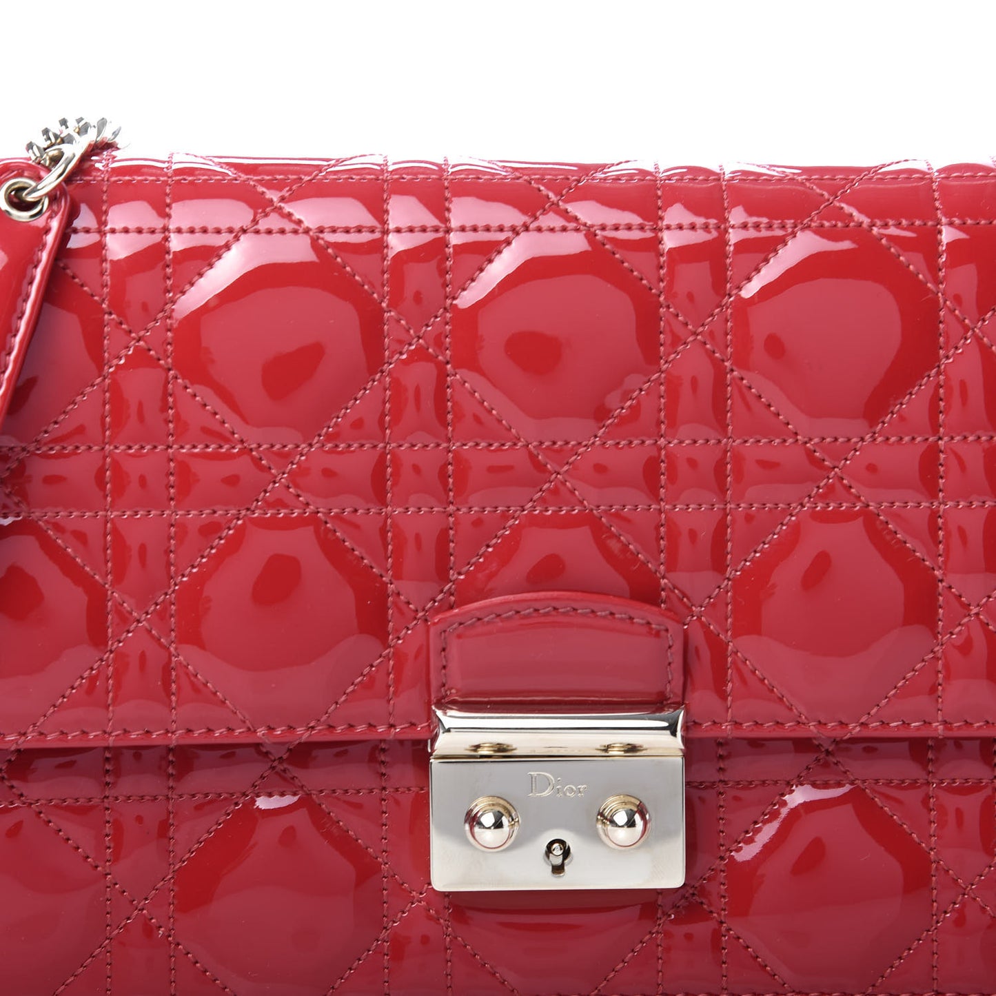 Patent Cannage Miss Dior Promenade Pouch Red