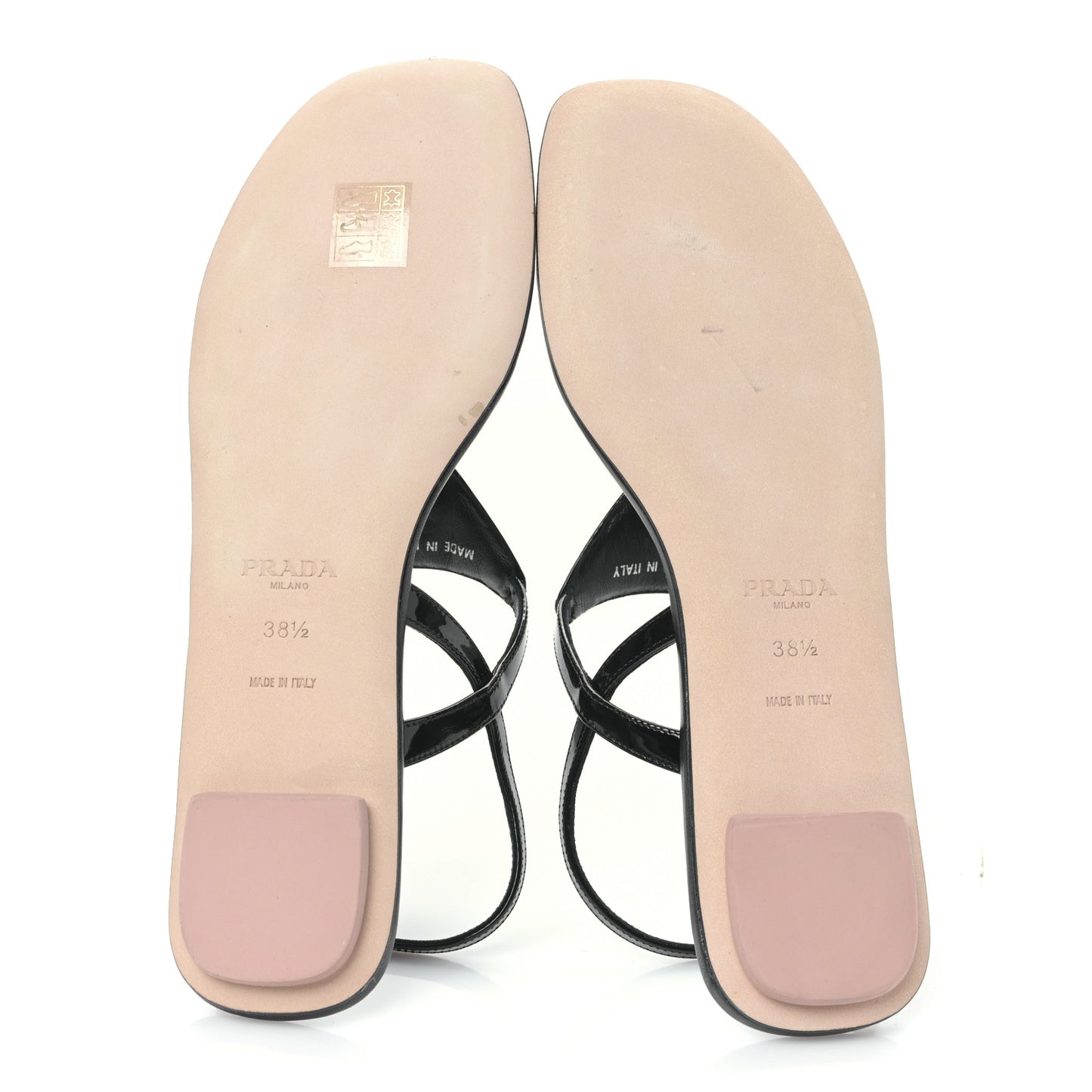 Vernice Metal Triangle Logo Slingback Flat Thong Sandals 38.5 Black
