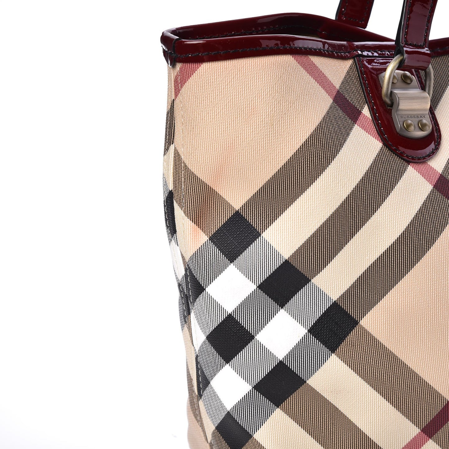 Patent Trim Small Nova Check Tote Red