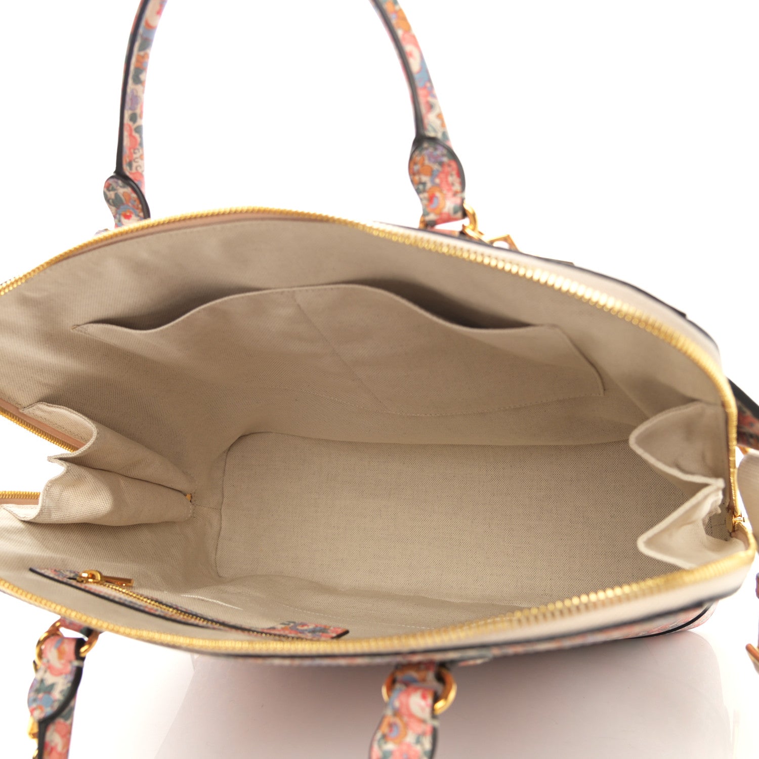 Gucci X LIBERTY OF LONDON Calfskin Floral Fawn Print Horsebit 1955 Duffle Bag Perfect Pink Ivory 5 of 11