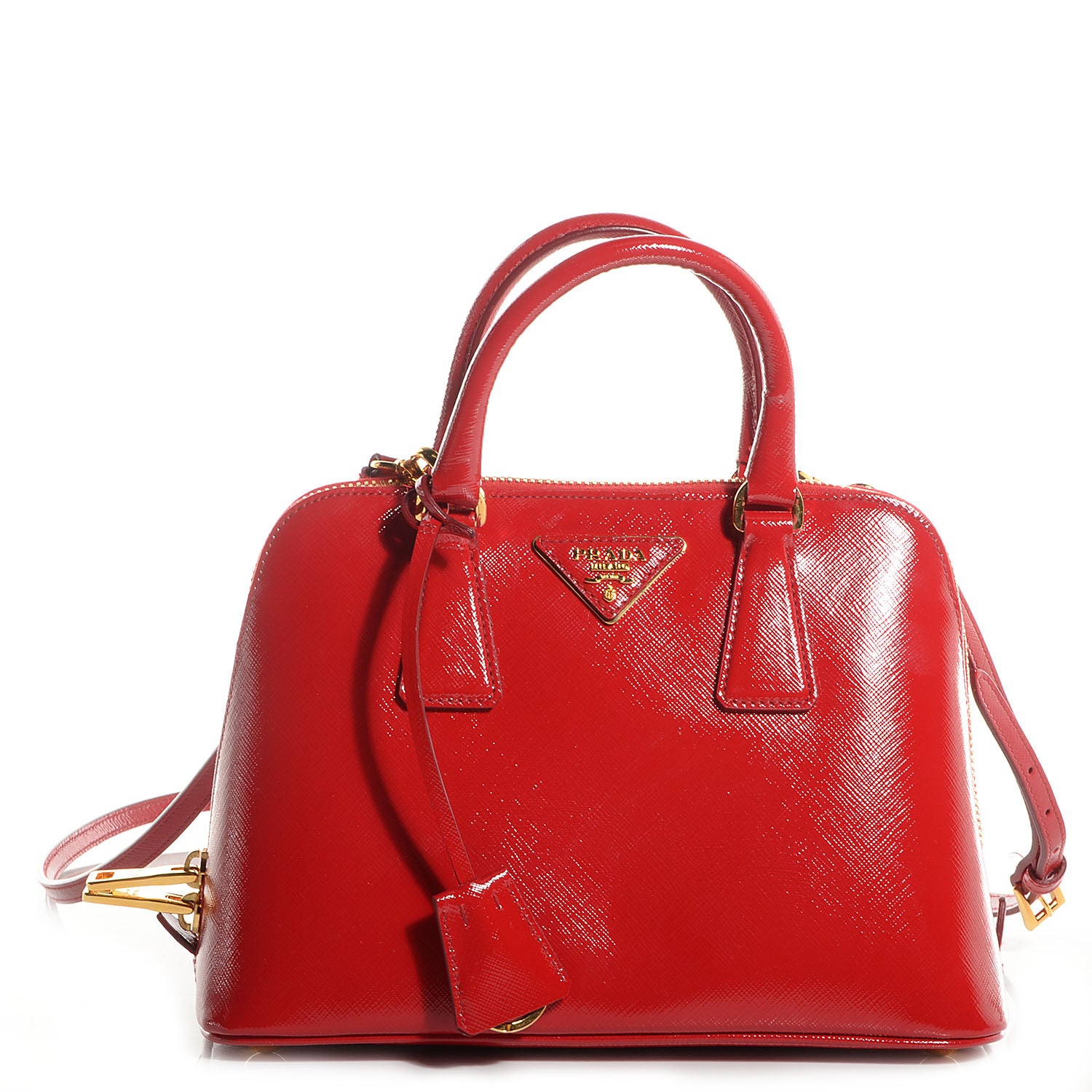 Prada Saffiano Vernice Mini Promenade Tote Rosso 1 of 9