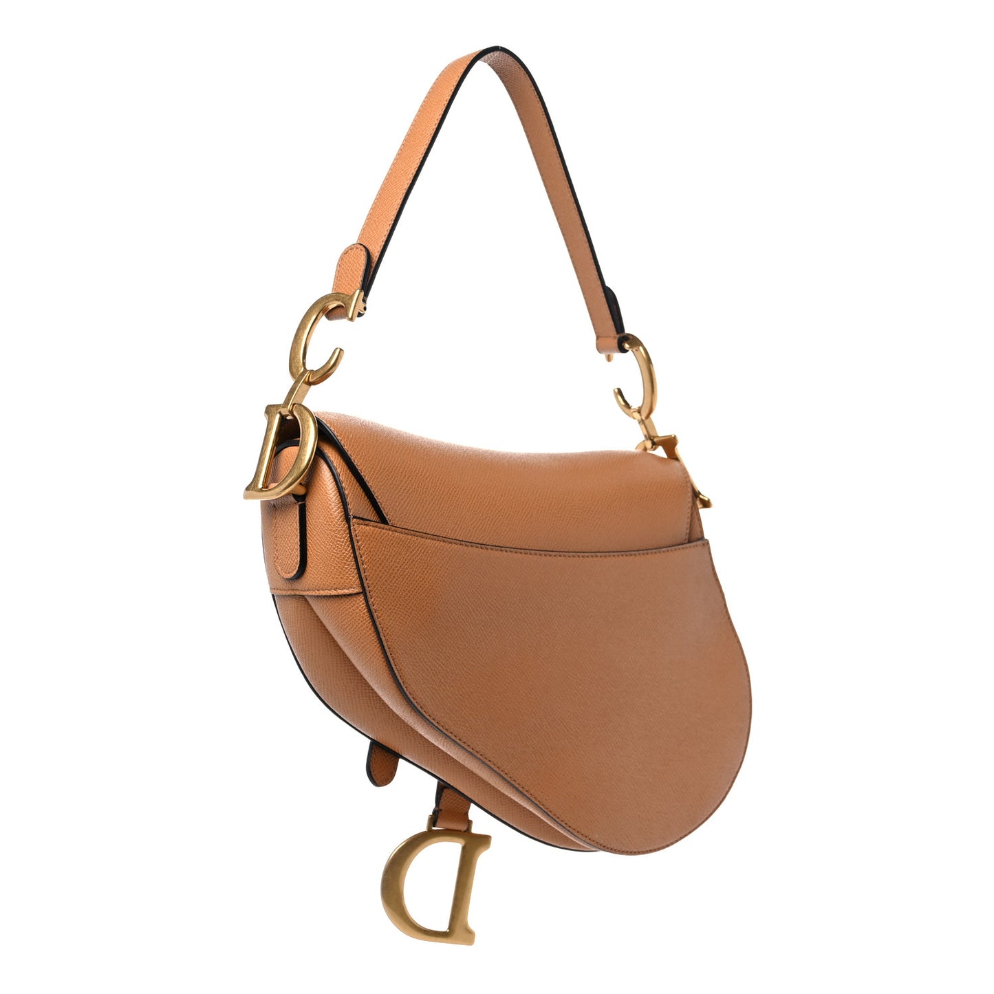 Grained Calfskin Saddle Bag Camello