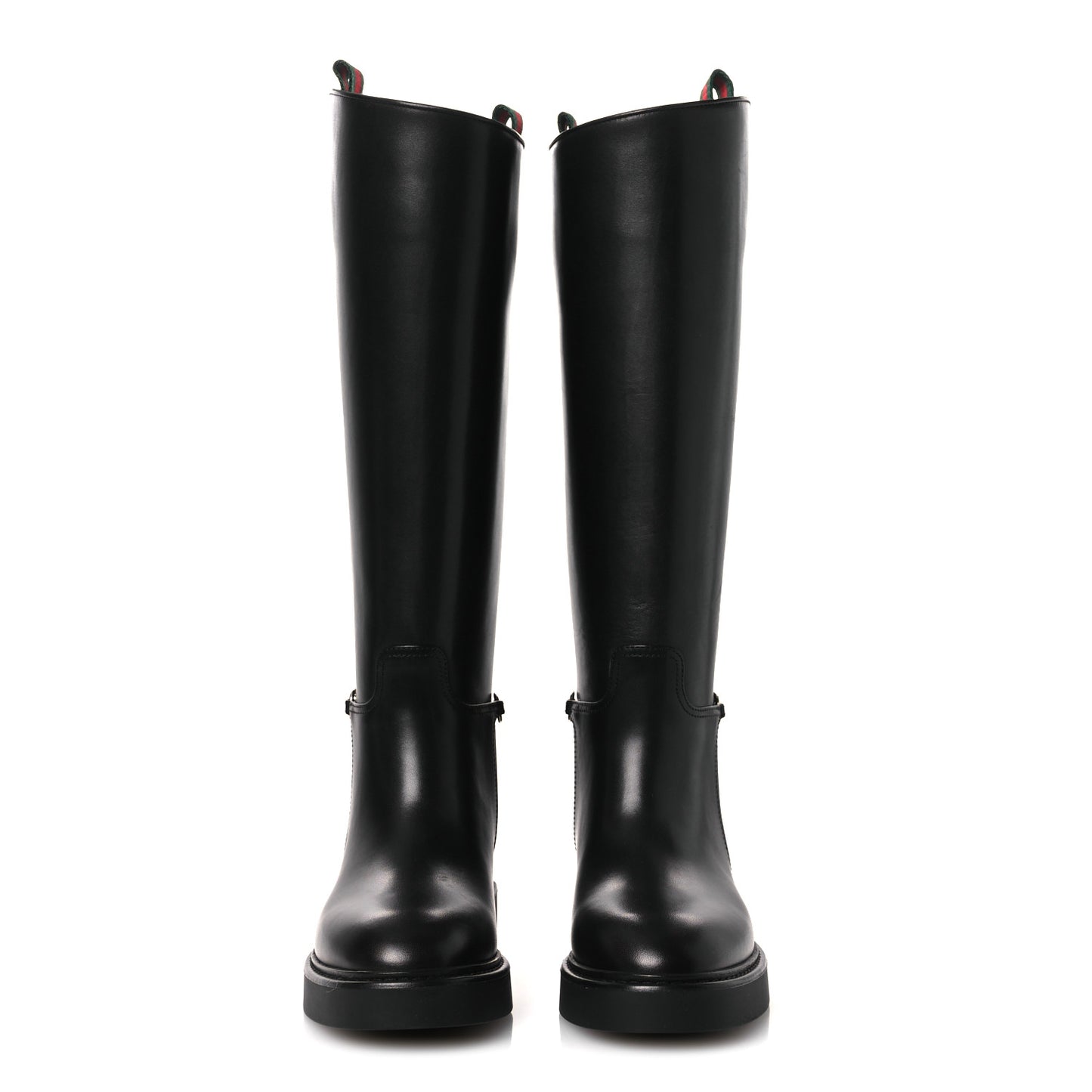 Shiny Calfskin Michelangelo Slim Horsebit Riding Boots 36 Black