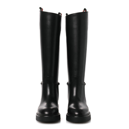 Gucci Shiny Calfskin Michelangelo Slim Horsebit Riding Boots 36 Black 6 of 22