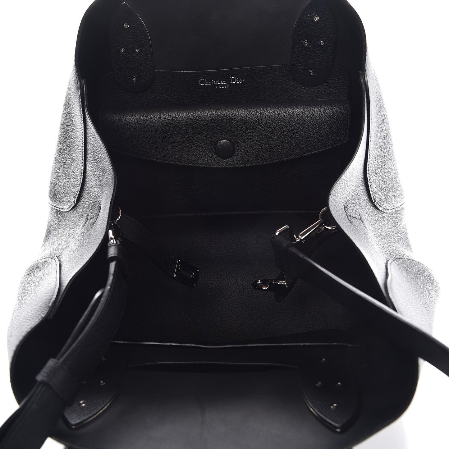 Supple Grained Calfskin Large Open Bar Tote Black