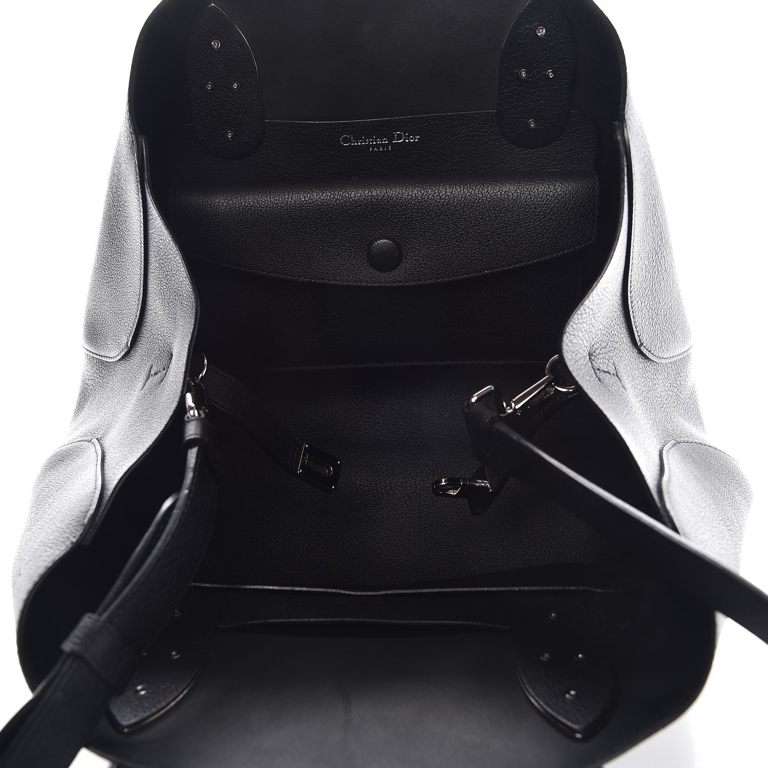 Christian Dior Supple Grained Calfskin Large Open Bar Tote Black 6 of 9