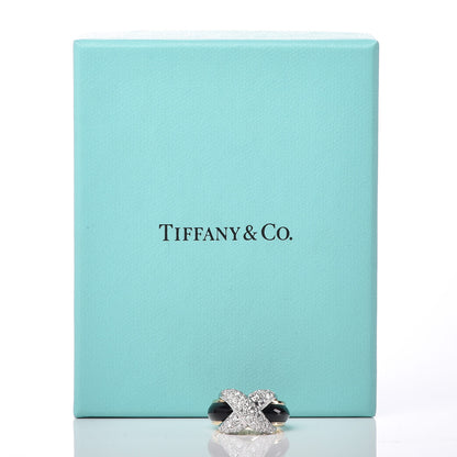 Tiffany 18K Yellow Gold Platinum Diamond Enamel Schlumberger X Pave Ring 49 5 7 of 7